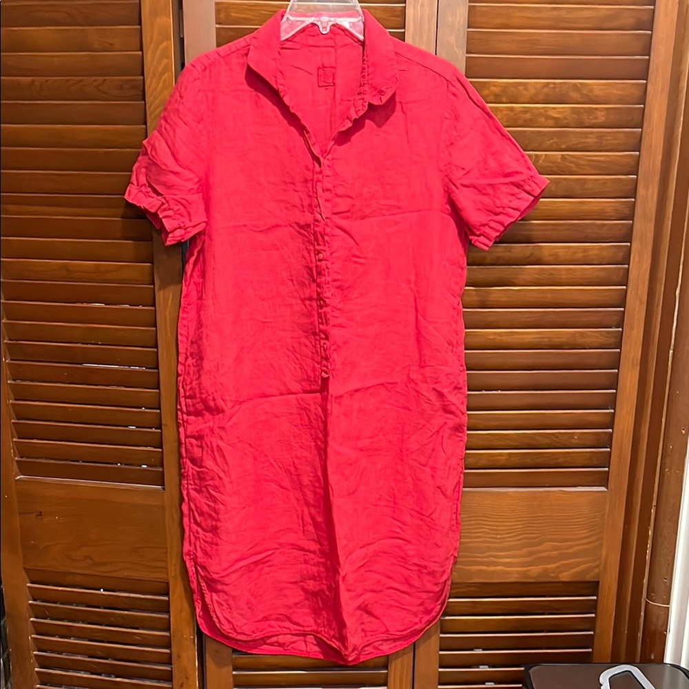 120% Lino Red Linen Dress